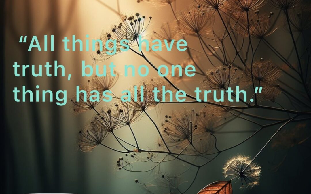 “All Things Have Truth But No One Thing Has All The Truth.”